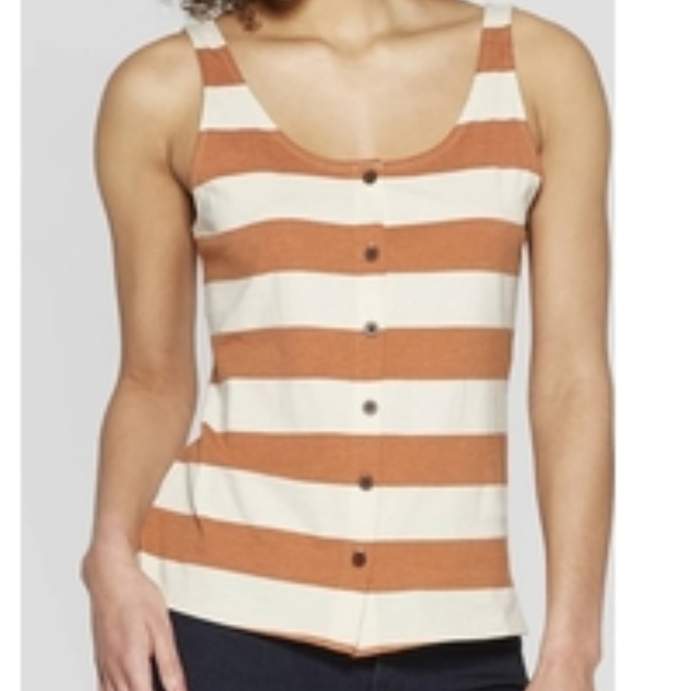 Universal Threads Rust Cream Stripe Tank XS